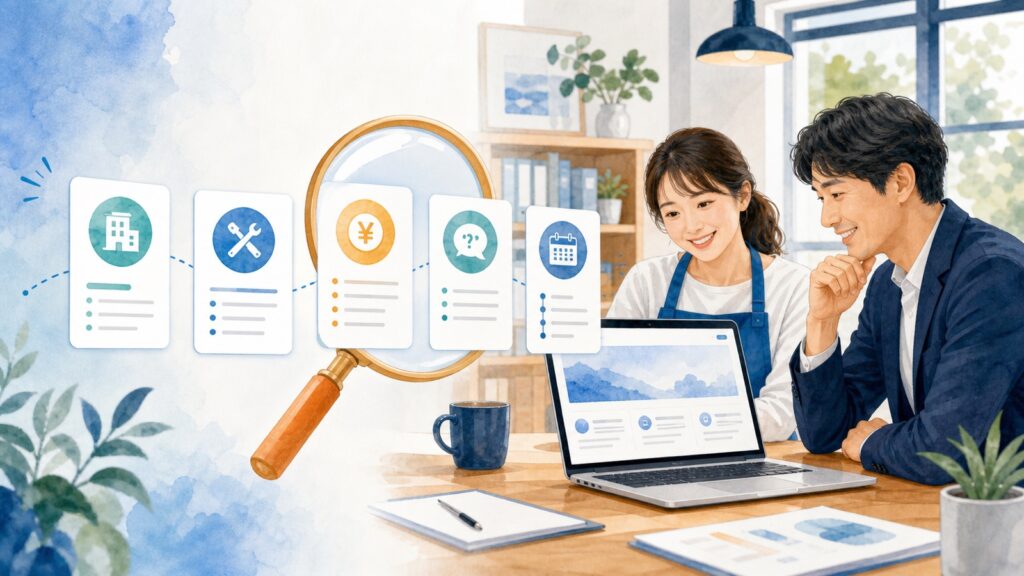 AI検索対策診断でホームページの会社情報やサービスを確認する様子